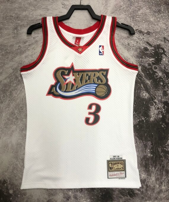 Allen Iverson Basketball Jersey #3 Philadelphia 76ers 1998 White