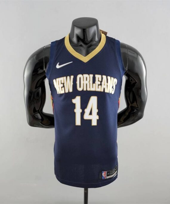 Brandon Ingram Basketball Jersey #14 New Orleans Pelicans 75th Anniversary Edition Navy Blue