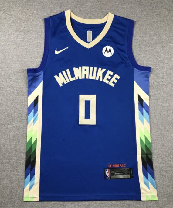 Damian Lillard Basketball Jersey #0 Milwaukee Bucks City Edition Blue