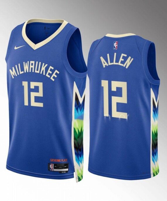 Grayson Allen Basketball Jersey #12 Milwaukee Bucks 2022-23 City Edition Blue