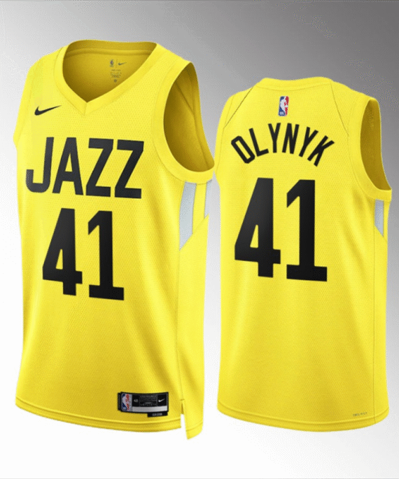 Kelly Olynyk Basketball Jersey #41 Utah Jazz 2023 Yellow