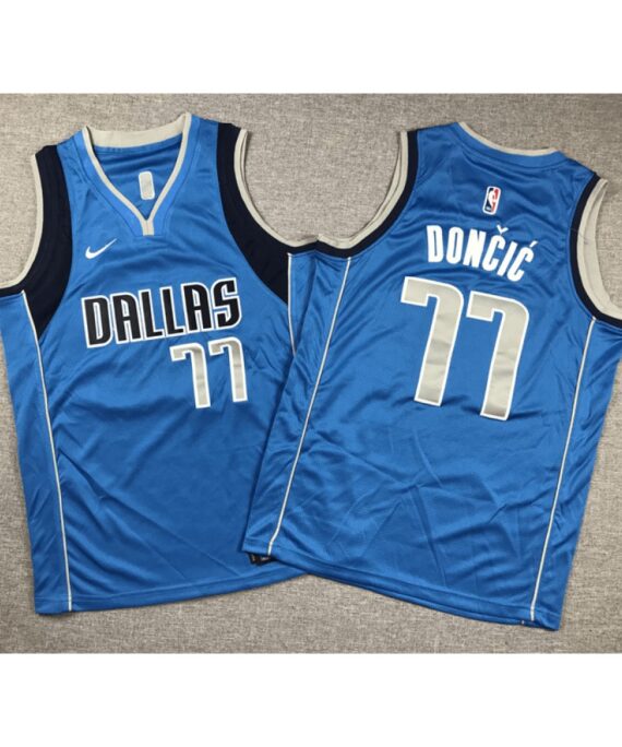 Luka DonÄić Basketball Jersey #77 Dallas Mavericks 2023 Blue Kid