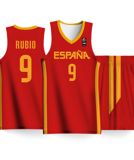 Ricky Rubio Basketball Jersey #9 Spain World Cup Red