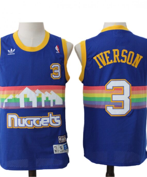 Allen Iverson Basketball Jersey #3 Denver Nuggets 91/92 Blue Retro