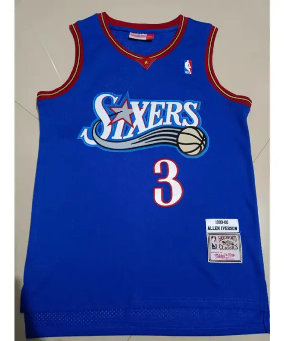 Allen Iverson Basketball Jersey #3 Philadelphia 76ers 1999 Blue Classic Edition