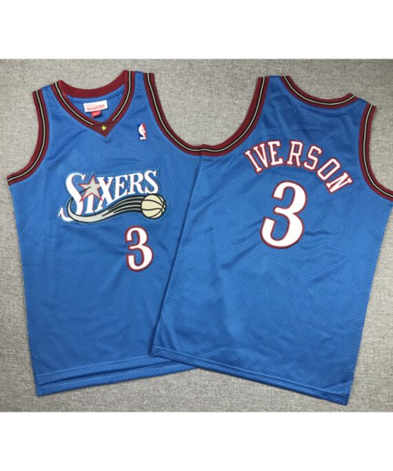 Allen Iverson Basketball #3 Jersey Philadelphia 76ers Blue Child