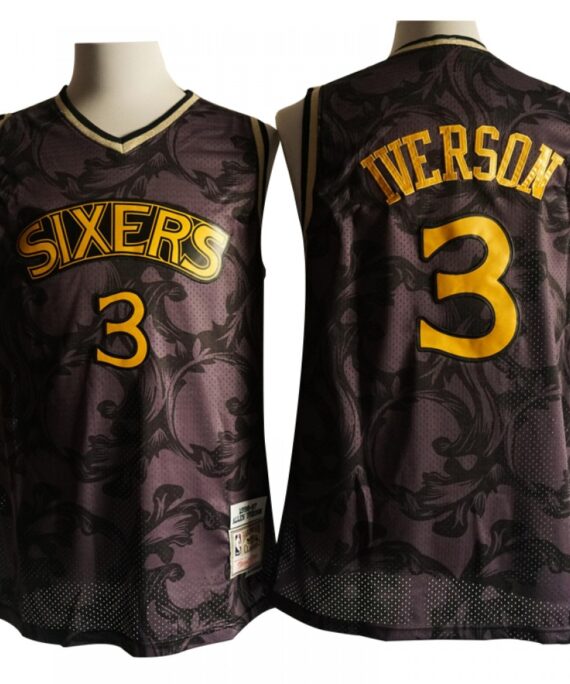 Allen Iverson Basketball Jersey #3 Philadelphia 76ers Retro Camouflage Black
