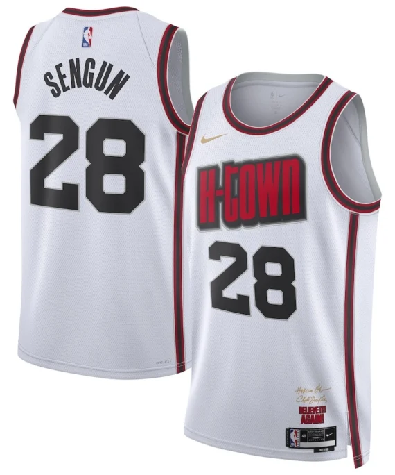 Alperen Sengun Basketball #28 Jersey Houston Rockets 2025 White City Edition