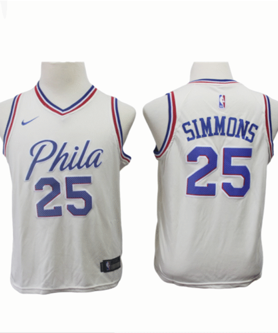 Ben Simmons Basketball #25 Jersey Philadelphia 76ers Beige City Edition Child