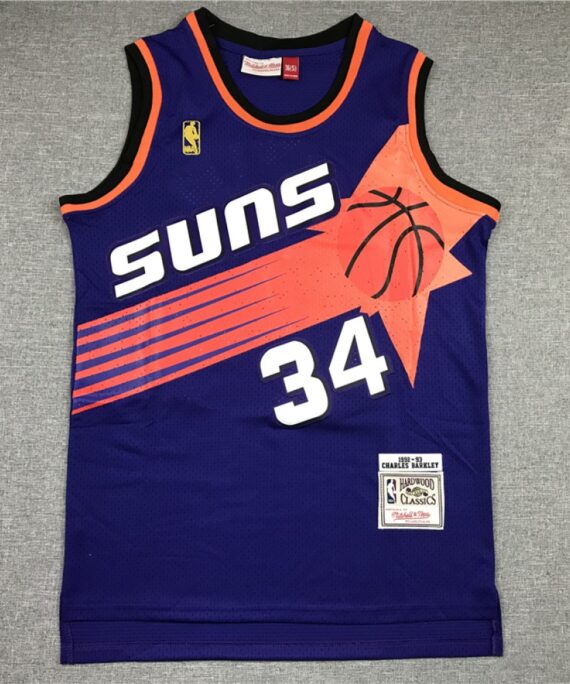 Charles Barkley Basketball Jersey #34 Phoenix Suns Purple Gold Tag