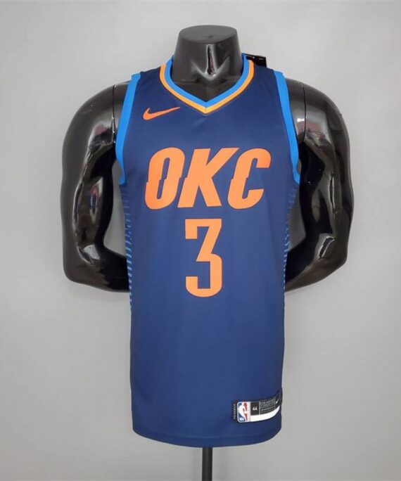 Chris Paul Basketball Jersey #3 Oklahoma City Thunder Blue Striped