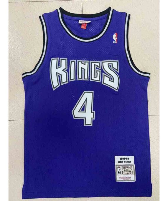 Chris Webber Basketball Jersey #4 Sacramento Kings 1998/99 Purple Hardwood Classics