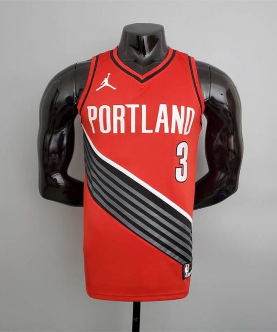 CJ McCollum Basketball Jersey #3 Portland Trailblazers Jordan Edition Red