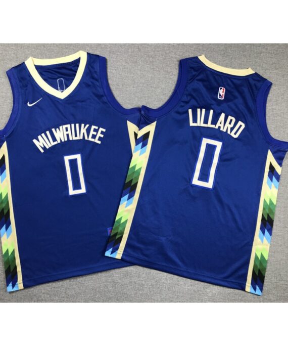 Damian Lillard Basketball #0 Jersey Milwaukee Bucks 2022/23 City Edition Blue