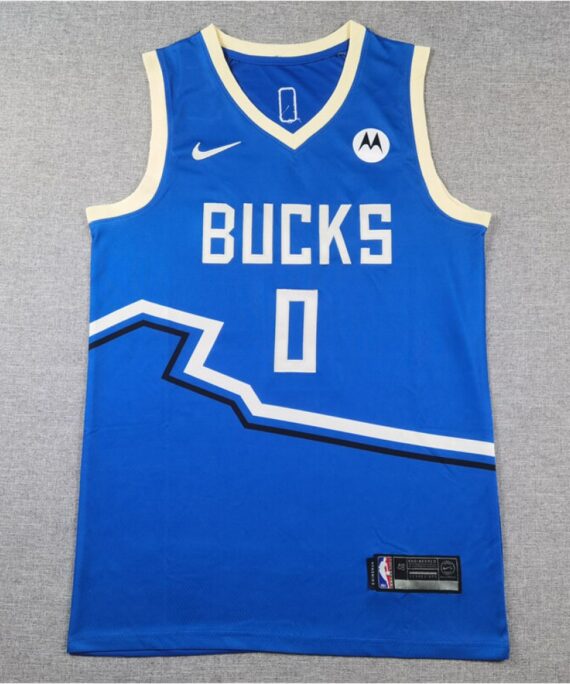 Damian Lillard Basketball #0 Jersey Milwaukee Bucks 2025 City Edition Blue