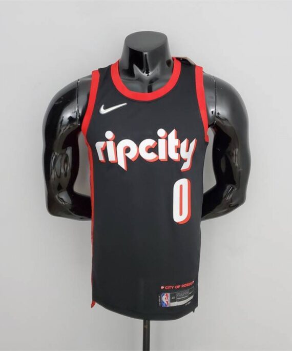 Damian Lillard Basketball Jersey #0 Sacramento Kings 2022 City Edition Black/Red
