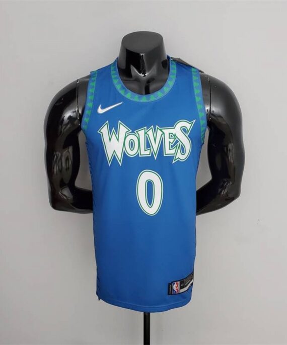 D'Angelo Russell Basketball Jersey #0 Minnesota Timberwolves 75th Anniversary Edition 2022 City Edition Blue