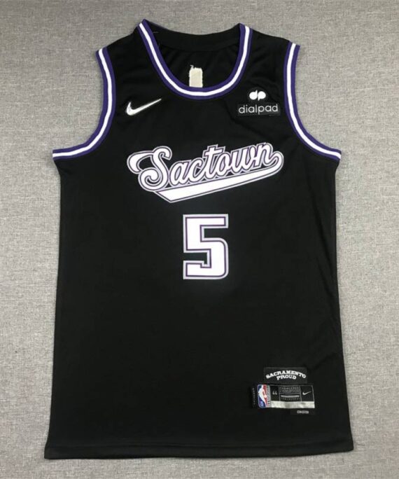 De'Aaron Fox Basketball Jersey #5 Sacramento Kings 2022 City Edition Black