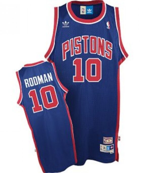 Dennis Rodman Basketball Jersey #10 Detroit Pistons Blue Retro