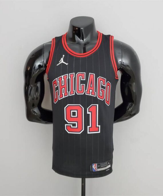 Dennis Rodman Basketball Jersey #91 Chicago Bulls 75th Anniversary Edition Jordan Black