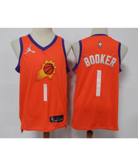 Devin Booker Basketball Jersey #1 Phoenix Suns 75th Anniversary Edition Orange
