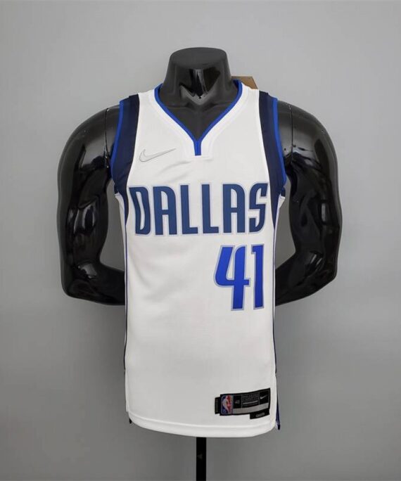 Dirk Nowitzki Basketball Jersey #41 Dallas Mavericks 75th Anniversary Edition White