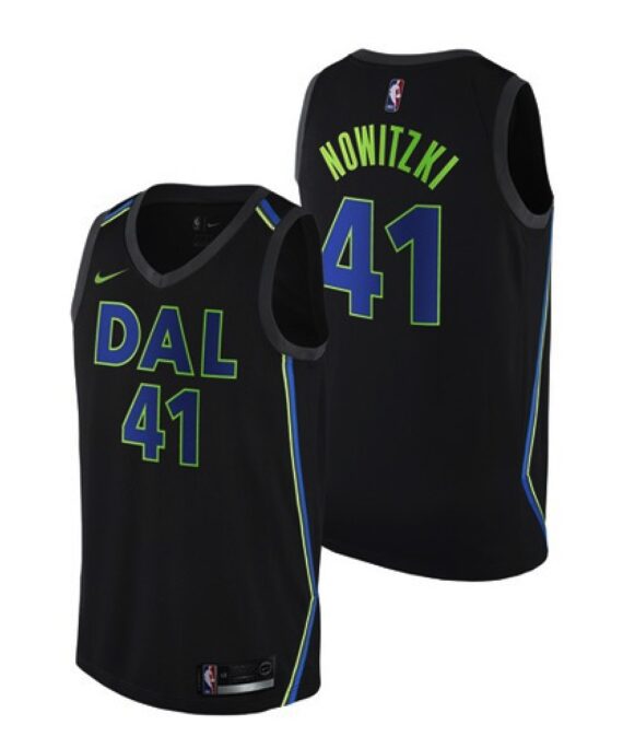 Dirk Nowitzki Basketball #41 Jersey Dallas Mavericks Black City Edition