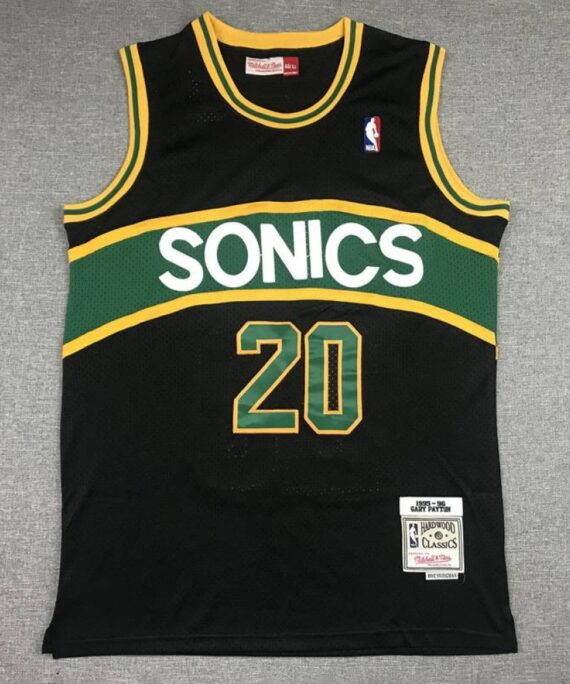 Gary Payton Basketball Jersey #20 Seattle Super Sonics Black/Green