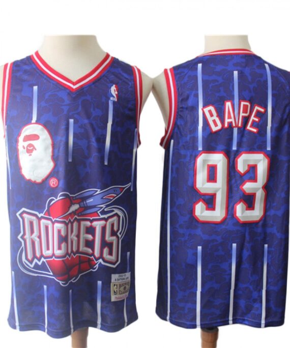 Basketball Jersey #93 Houston Rockets Blue BAPE Edition