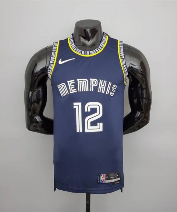 Ja Morant Basketball Jersey#12 Memphis Grizzlies 2022 Royal Blue City Edition