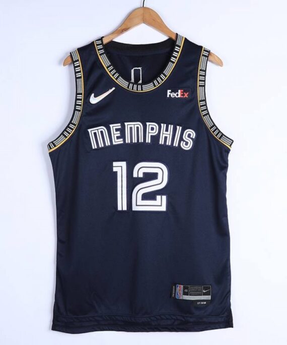 Ja Morant Basketball Jersey#12 Memphis Grizzlies 2022 Dark Blue 75th Anniversary City Edition