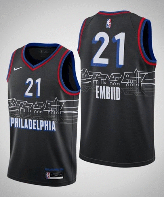 Joel Embiid Basketball Jersey #21 Philadelphia 76ers 2021 City Edition Black