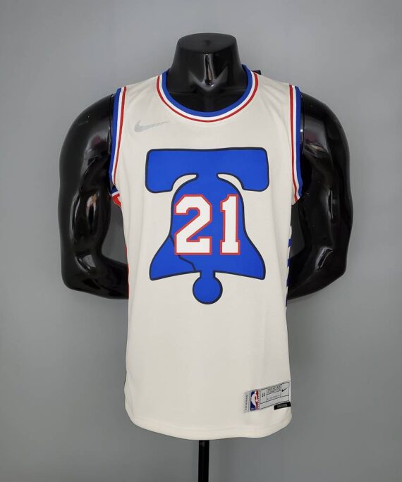 Joel Embiid Basketball Jersey #21 Philadelphia 76ers 2021 Earned Edition White