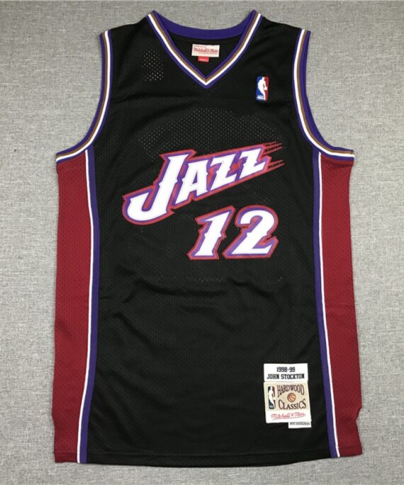 John Stockton Basketball Jersey #12 Utah Jazz Retro Black