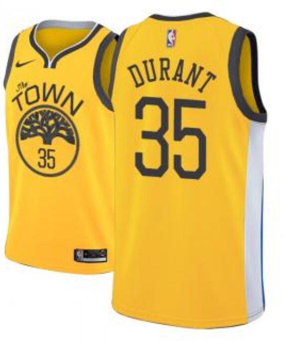 Kevin Durant Basketball #35 Jersey Golden State Warriors 18/19 Yellow Earned Edition
