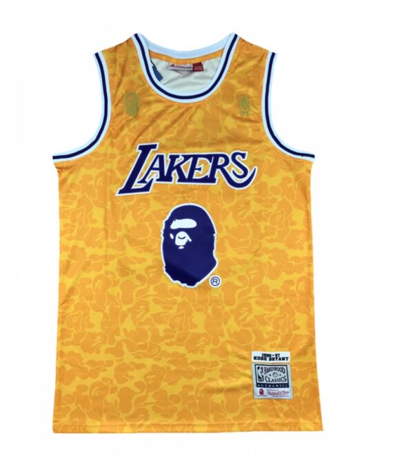 Kobe Bryant Basketball #24 Jersey Los Angeles Lakers Yellow BAPE Edition