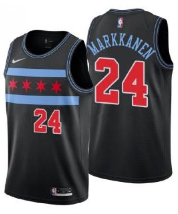 Lauri Markkanen Basketball #24 Jersey Chicago Bulls 18/19 Black City Edition