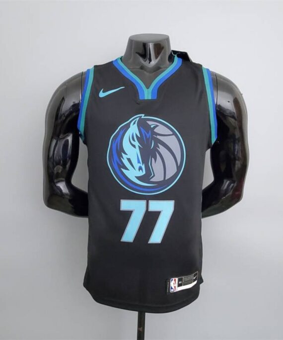 Luka DonÄićBasketball Jersey#77 Dallas Mavericks Black Big Bull Head