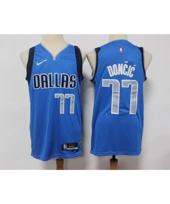 Luka DonÄić Basketball Jersey #77 Dallas Mavericks 75th Anniversary Edition Blue