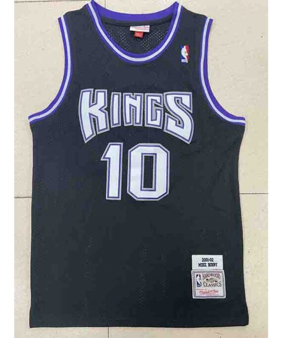 Mike Bibby Basketball Jersey #10 Sacramento Kings 2001/02 Black Hardwood Classics Jersey