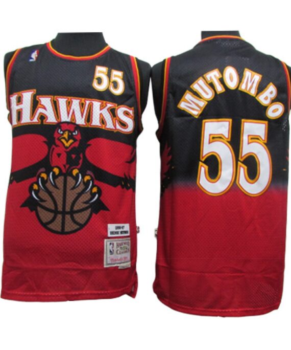 Dikembe Mutombo Basketball Jersey #55 Atlanta Hawks 2019/20 Red Classic Edition