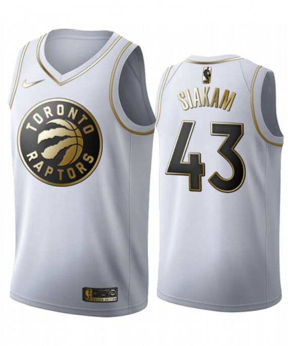 Pascal Siakam Basketball #43 Jersey Toronto Raptors White Gold Edition