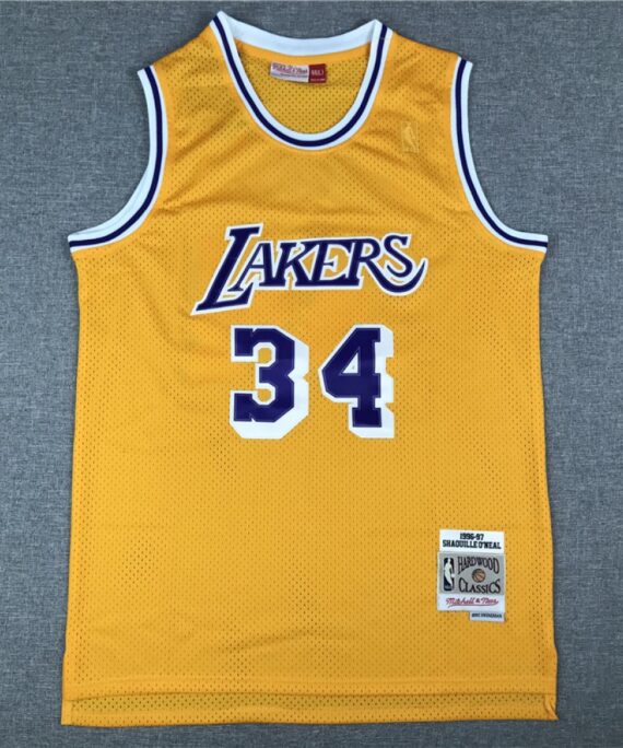 Shaquille O'Neal Basketball #34 Jersey Los Angeles Lakers Yellow Classic Edition