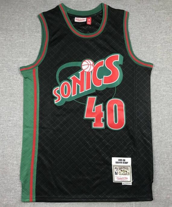 Shawn Kemp Basketball Jersey #40 Oklahoma City Thunder Classic Edition Black