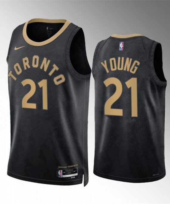 Thaddeus Young Basketball Jersey#21 Toronto Raptors 2023 Black City Edition