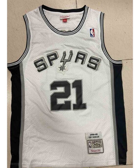 Tim Duncan Basketball Jersey #21 San Antonio Spurs 1998/99 White Classic Edition