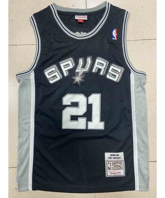 Tim Duncan Basketball Jersey #21 San Antonio Spurs 1998/99 Black Classic Edition