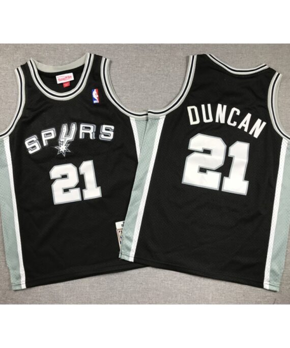 Tim Duncan Basketball #21 Jersey San Antonio Spurs Black Child