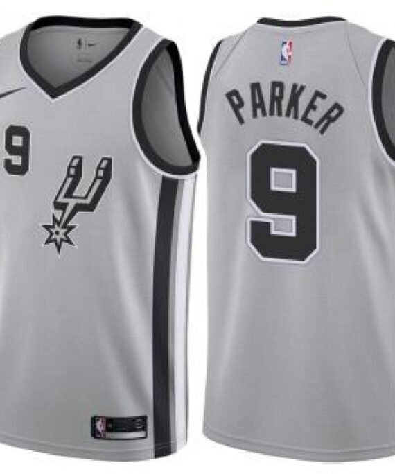 Tony Parker Basketball Jersey #9 San Antonio Spurs 17/18 Gray Statement Edition