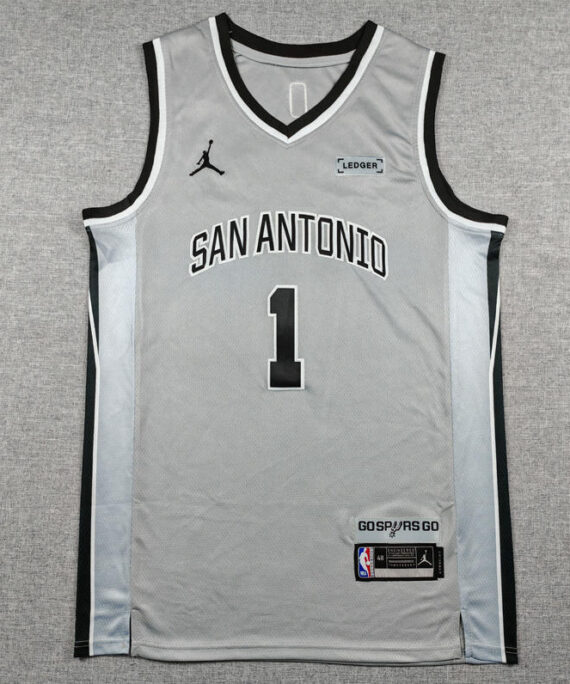 Victor Wembanyama Basketball Jersey#1 San Antonio Spurs 2026 Gray Statement Edition Ledger Kids